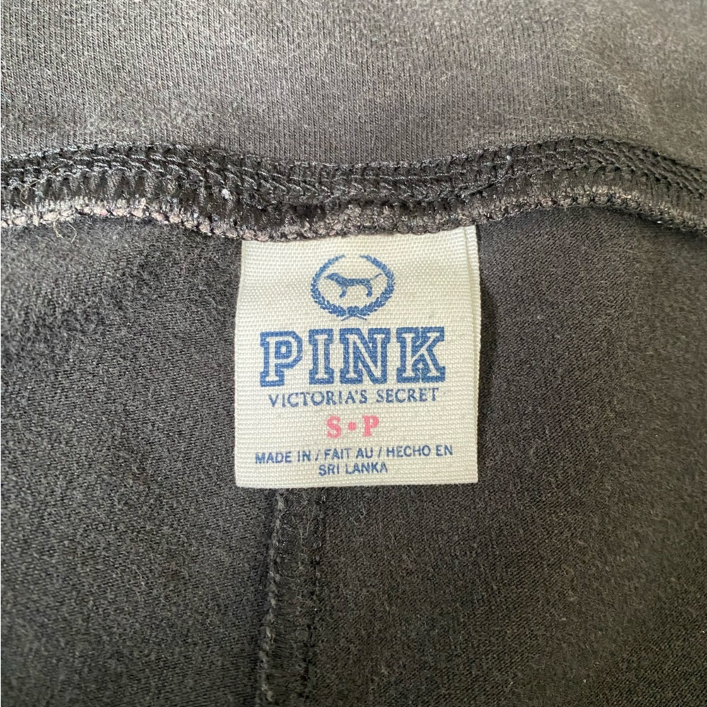 PINK Victoria's Secret Black Yoga Booty Shorts with Pink Leopard Accents - Picture 3 of 4